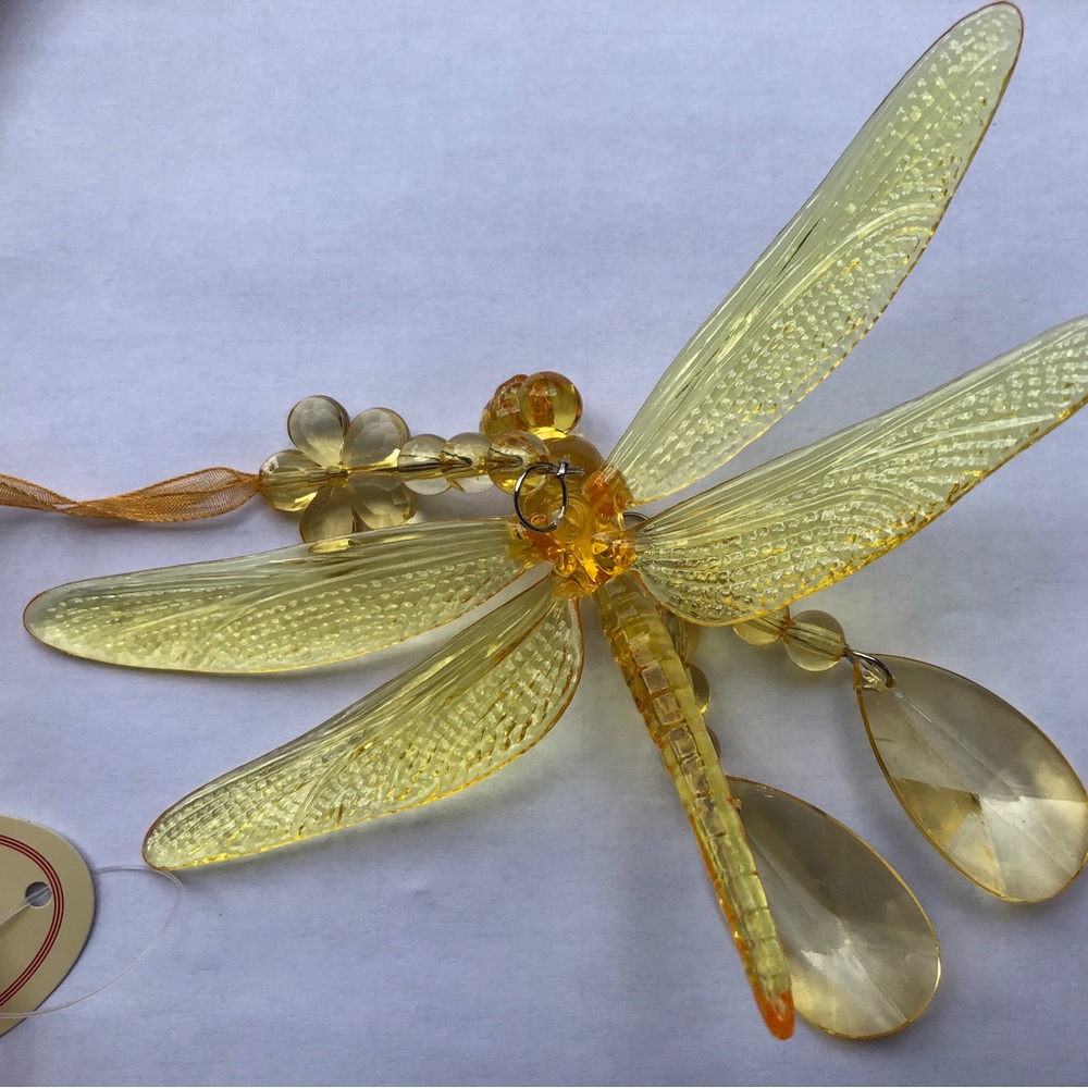 tii Collections P3244, Acrylic Hanging Dragonfly, Yellow